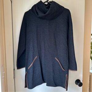 Soft Surroundings Dark Gray Cowl Neck Sweater